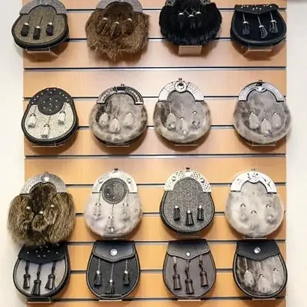 Wall of sporrans in the shop