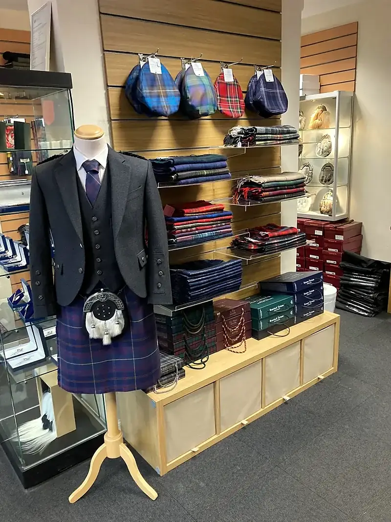 Kilt outfit displayed in the shop