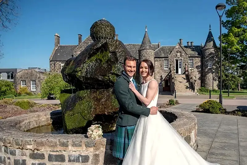 Kilt hire customers in Highland dress